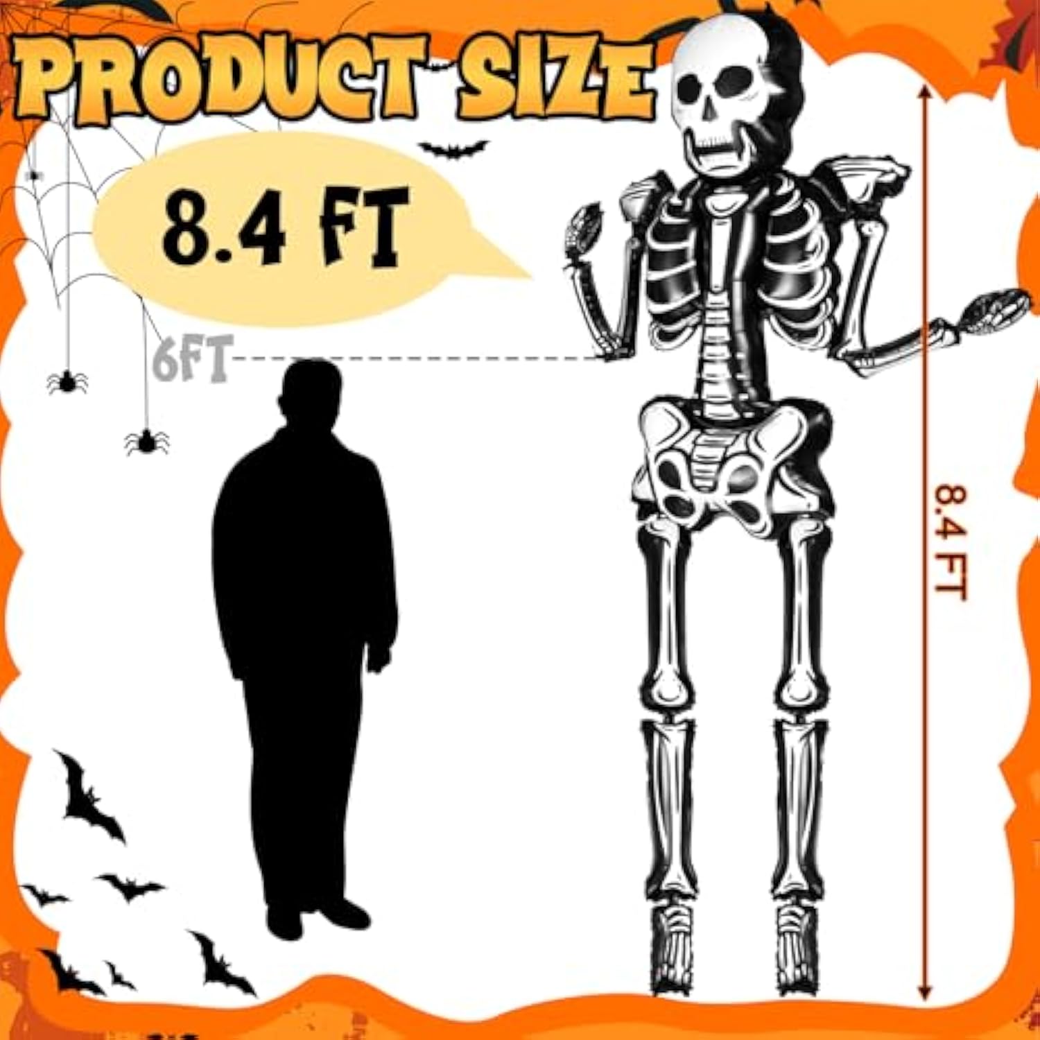 8.4ft Inflatable Halloween Skeleton Balloons Large Scary Outdoor Horror Party Decorations