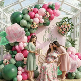 Spring Flower Balloon Garland Kit With Sage Green Pink Balloons Flower Foil Balloons For Baby In Bloom Baby Shower Spring Theme Birthday Garden Tea Party Decorations