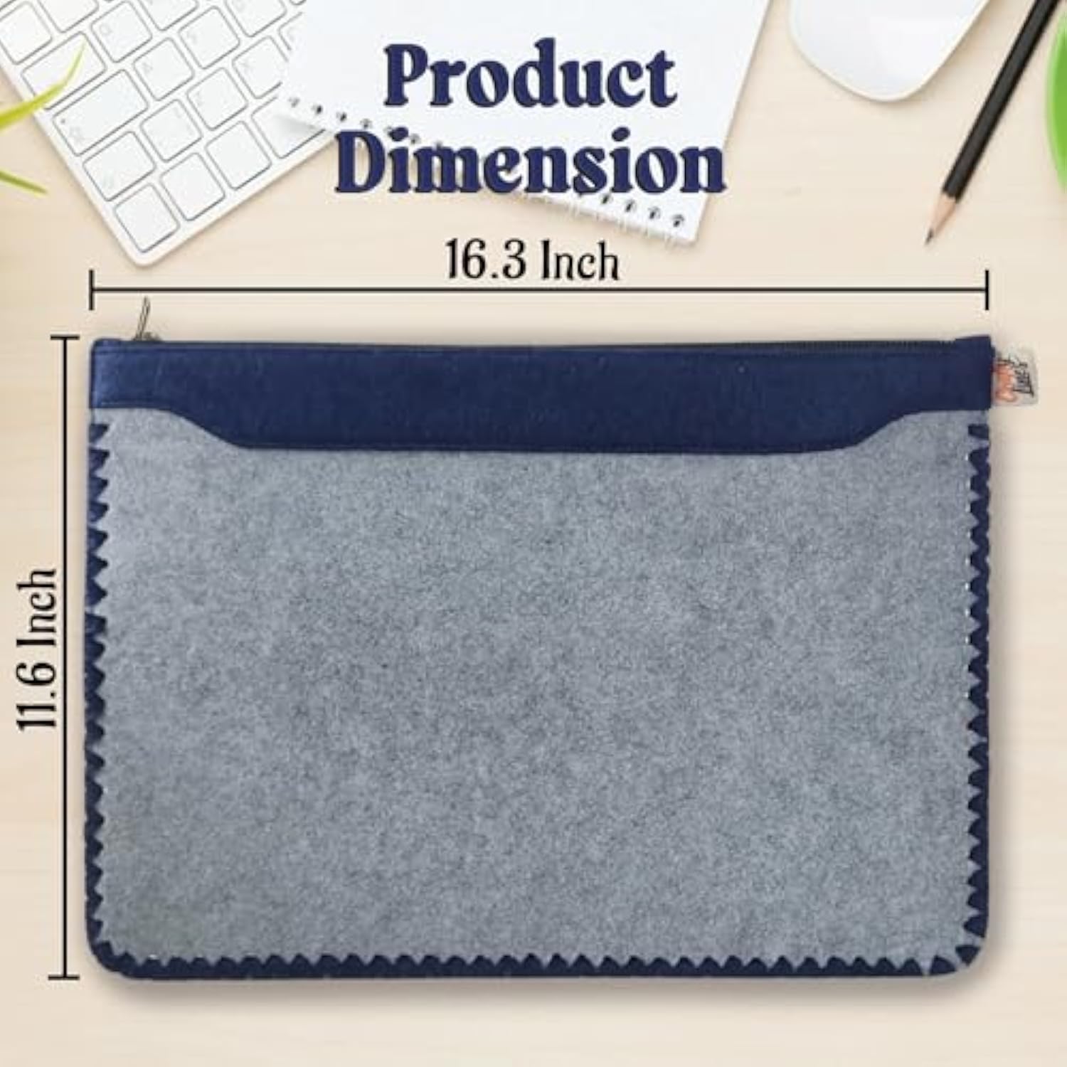 Eco-Friendly Laptop Sleeve 14 Inch Recycled From 16 Plastic Bottles - Laptop Case Sleeve - Protective Computer Carrying Cover- Briefcase Handbags For Business, Office (Grey/Blue)