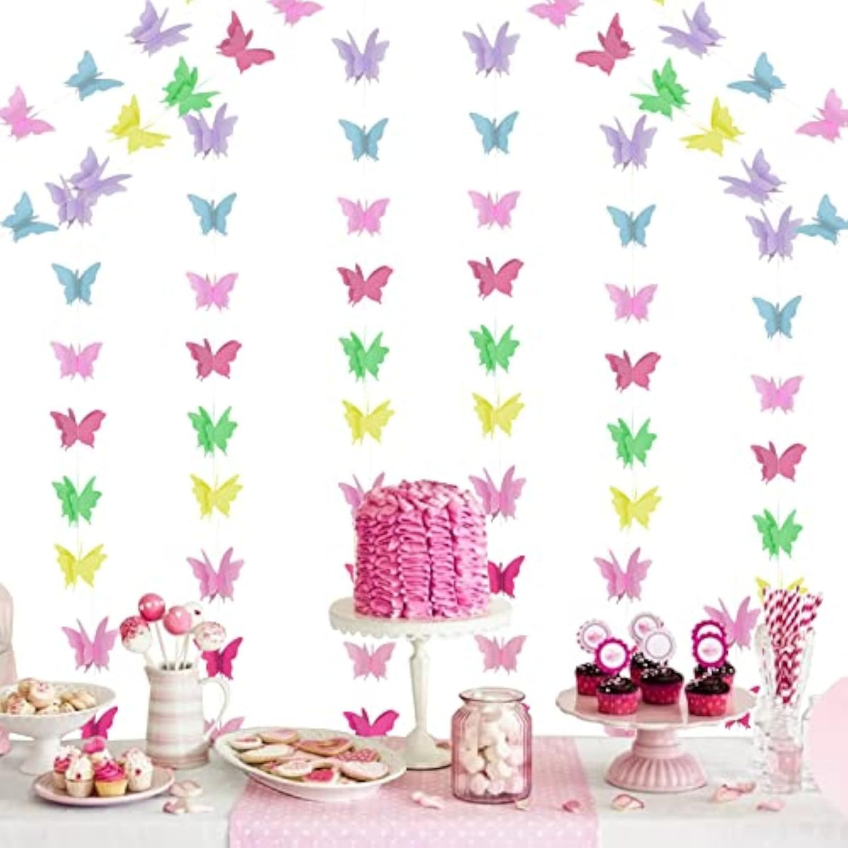 5 Pieces Rainbow Heart Garland Decorations Valentines Colorful 3D Hear