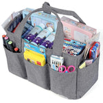 Craft Organizer Tote Bag With Multiple Pockets, Storage Art Caddy For Scrapbooking, Crafts Supply Carrier For Tool, Gray