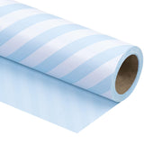 30 Inch Reversible Baby Blue Wrapping Paper - Baby Blue And Stripes Wrapping Paper For Birthday, Holiday, Wedding, Baby Shower - 30 Inch X 33 Feet