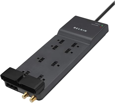8 Outlet Surge Protector Power Strip 12FT Heavy Duty Cord 3550J Flat Plug
