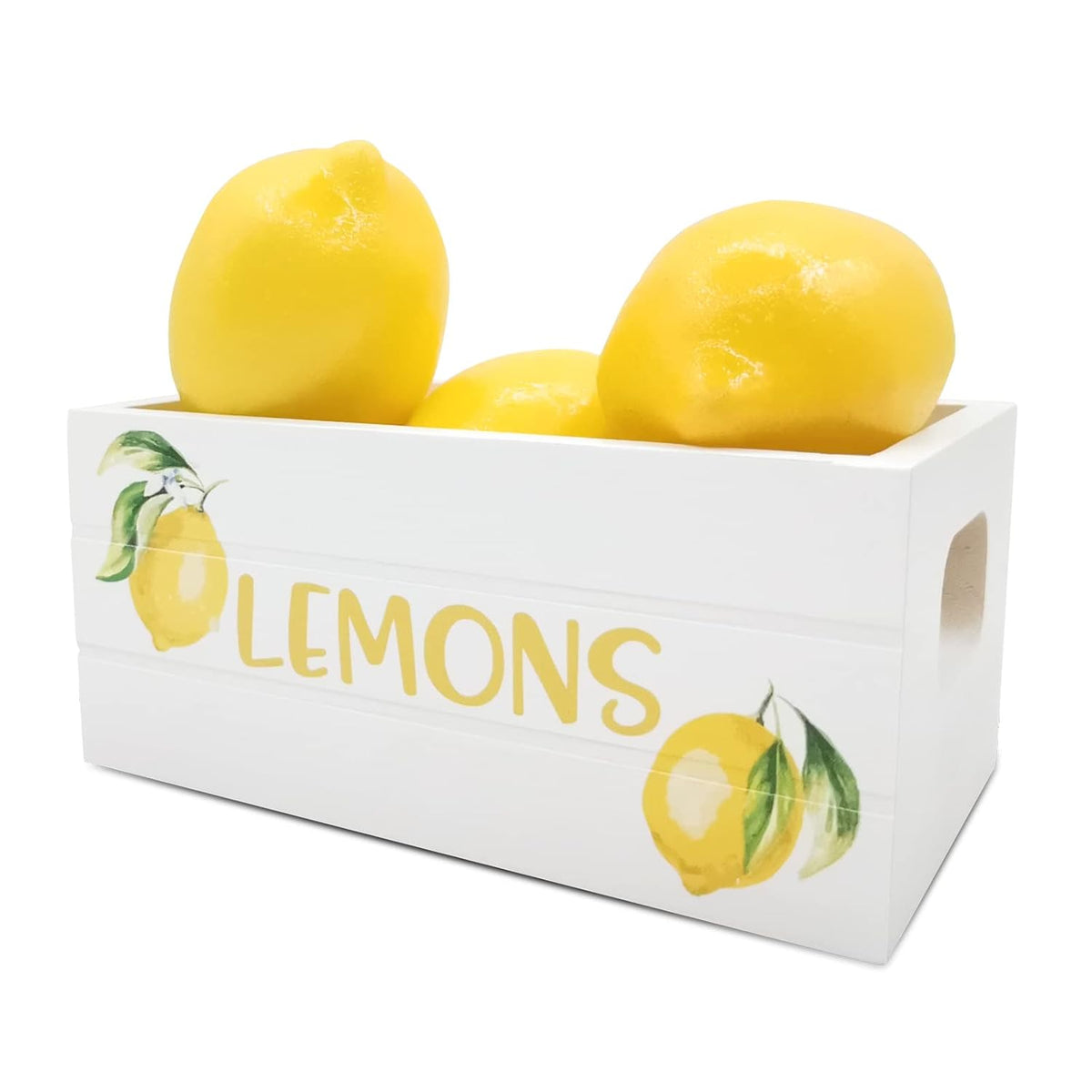 Lemon Mini Crate Summer Tiered Tray Decor Farmhouse Lemonade Kitchen Decorations Summertime Wood Crate With 5 Faux Lemons