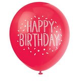 Unique Fun Happy Birthday Party Latex Balloons - 12" | Assorted Colors | 8 Pcs