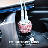 Dual Usb Car Charger, Car Adapter Bling Bling Rhinestones Crystal Car Decorations For Fast Charging Car Decors For Iphone Xs Max X Plus, Ipad Pro/Mini, Samsung