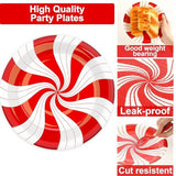 100Pcs Christmas Candy Cane Party Plates And Napkins Party Supplies Peppermint Party Tableware Set Red And White Striped Christmas Winter Party Decor Favors For Holiday Xmas Theme Party Serves 25