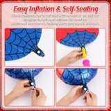 12 Pcs 18 Inch Spider Themed Foil Balloons - Happy Birthday Balloon For Vibrant Party Decorations, Durable & Reusable Foil Mylar Balloons, Perfect For Spider Birthday Party Supplies