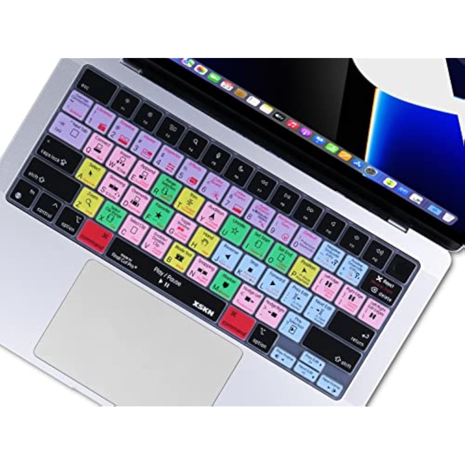 XSKN Final Cut Pro Shortcut US Layout Silicone Keyboard Cover Skin for 2021 Re