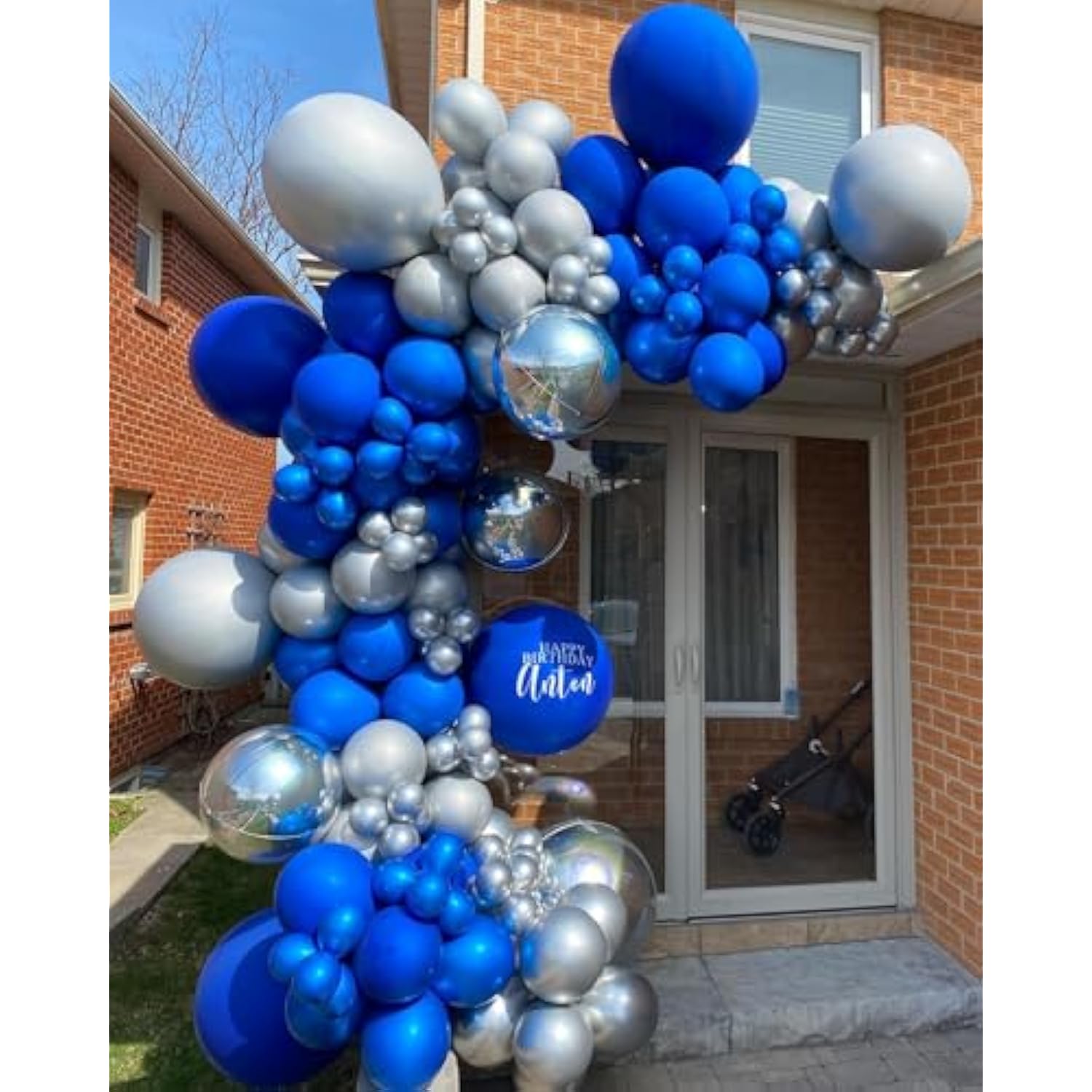 Royal Blue & Silver Balloon Arch Kit: 140pcs Party Decor