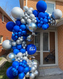 140Pcs Blue and Silver Balloon Garland Arch Kit - Royal Blue and Metallic Silver 18 12 10 5 Inch Different Size Balloons for Wedding Bachelor Birthday Baby Shower Graduation Party Decorations
