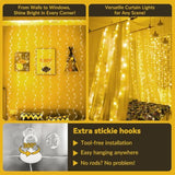 300 LED warm white fairy curtain lights 9.8x9.8ft USB with remote for parties