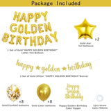Happy Golden Birthday Balloon Banner,Golden Birthday Party Decorations With Gold Glitter Happy Golden Birthday Banner Cake Topper For 5Th,21St,25Th,30Th,50Th 60Th Golden Birthday Party Supplies