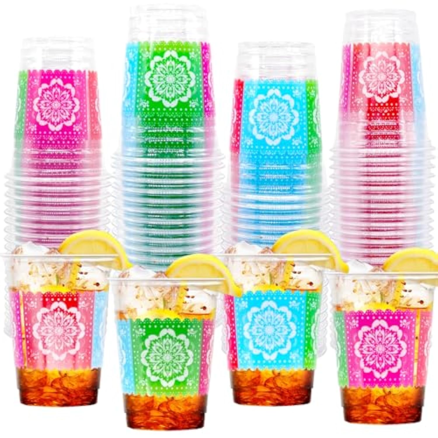 50 Count 12 Oz Fiesta Plastic Cups Mexican Disposable Party Cups Cinco De Mayo Margarita Drinkware For Fiesta Cinco De Mayo Mexican Theme Birthday Taco Bar Birthday Wedding Party Supplies Decorations