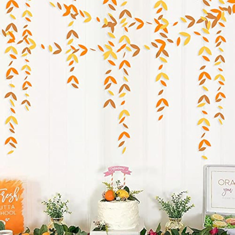 52 Ft Fall Party Decorations Autumn Leaf Garland Streamer Orange Yello