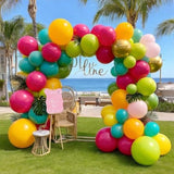 Tropical Balloons Arch Hot Pink Green Balloons Pastel Yellow Orange Gold Balloon Garland Teal Blue Balloon For Birthday Baby Shower Hawaiian Summer Luau Easter Party Decorations