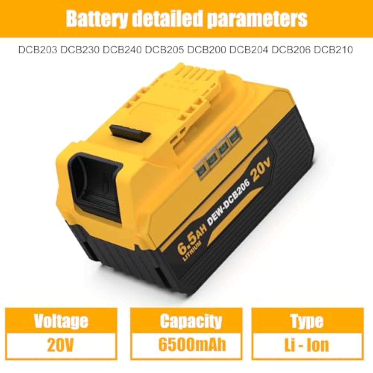 20V 6.5Ah Replacement For Dewalt 20V Max Battery 2Packs And Charger Compatible With Dcb102 Dcb104 Dcb118 Dcb115 Dcb204