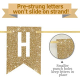 Pre-Strung Gold 50th Birthday Banner, Glitter Decor for Women & Men’s Party Supplies