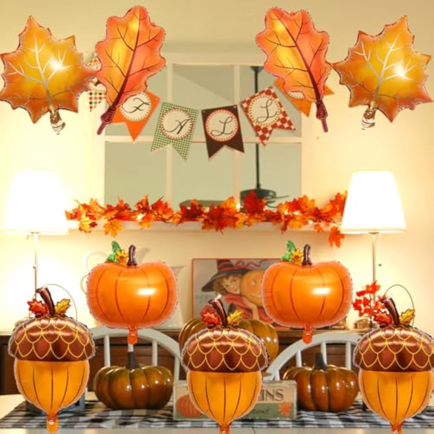 10pcs Fall Thanksgiving Balloons Pumpkin Pine Cone Maple Leaf Autumn Party Decorations