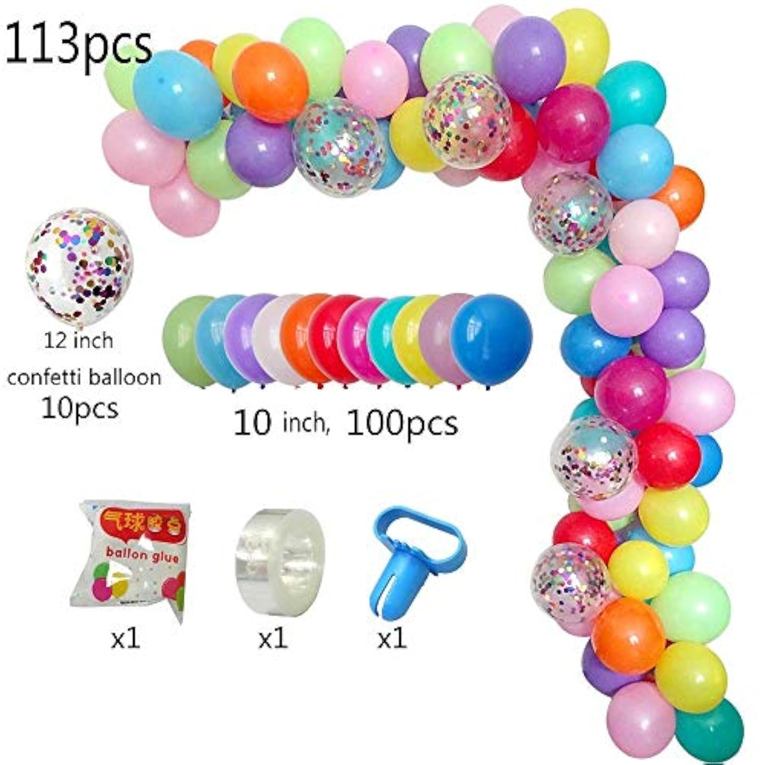 113Pcs DIY Balloon Garland Kit – Colorful Balloons for Baby Shower, Birthday & More