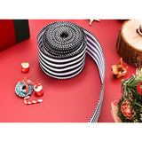 Christmas Ribbon For Tree, Black And White Striped Ribbon Wired Vertic
