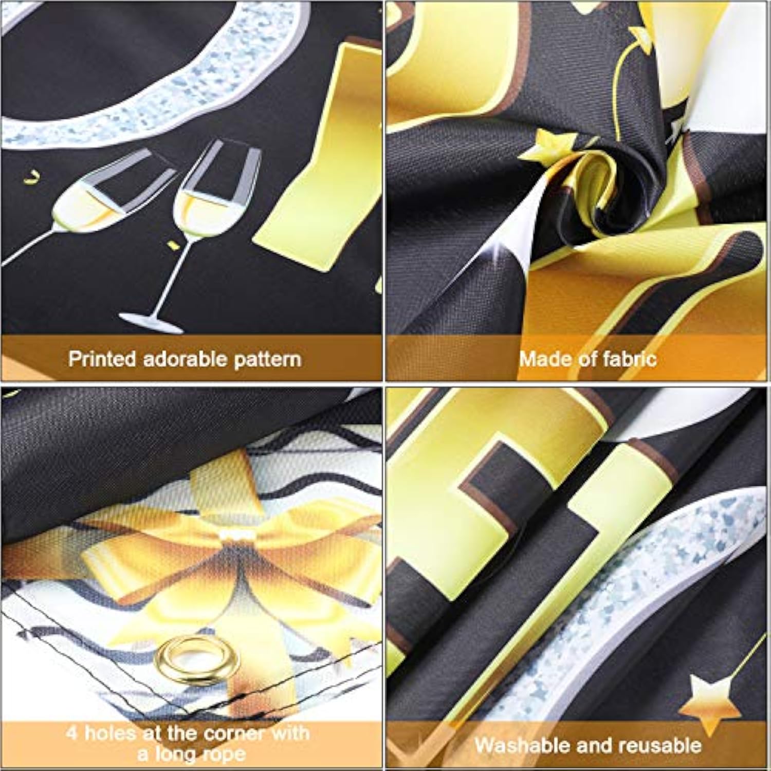 Happy Birthday Banner Sign Gold Glitter Party Decoration Supplies Anni