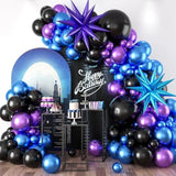 105pcs Black Purple Blue Balloon Arch Kit with Metallic Balloons for Party Decor
