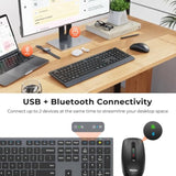 MEETION Bluetooth Keyboard and Mouse Combo, Wireless 2.4GHz Multi Device Computer Keyboard, Full Size Slim Rechargeable Keyboard, 3800 DPI Optical Mouse, for Windows/Mac/Laptop/PC/Desktop/iPad/Phone