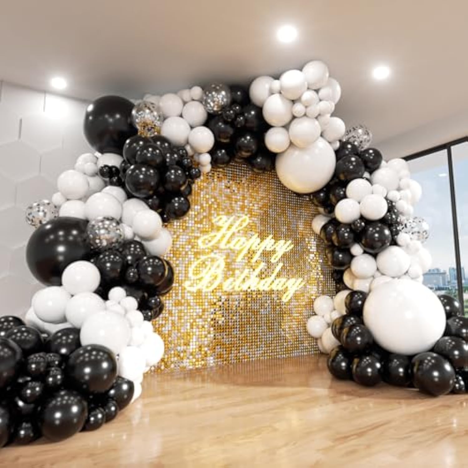 Black And White Balloon Arch Kit, 140Pcs Black And White Durable Latex Balloons 18 12 10 5 Inch Different Size Balloons For Birthday Anniversary Wedding Engagement Graduation Party Decorations