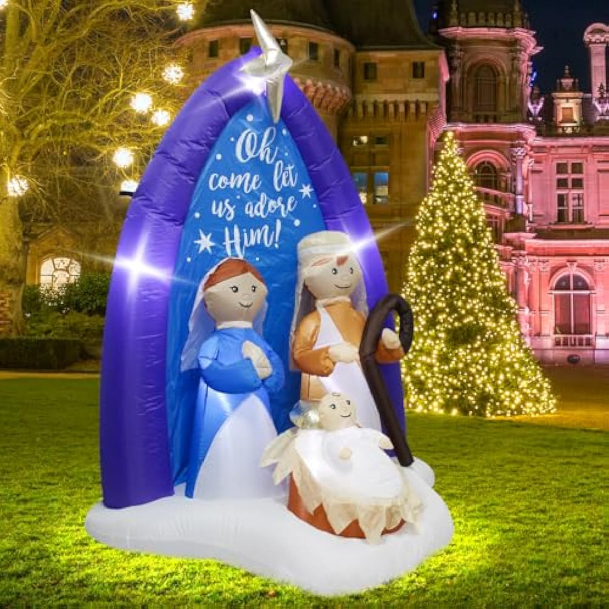 6Feet Inflatable Jesus Nativity Scene Outdoor Christmas Decoration With Led Lights,Indoor Outdoor Holiday Nativity Set D