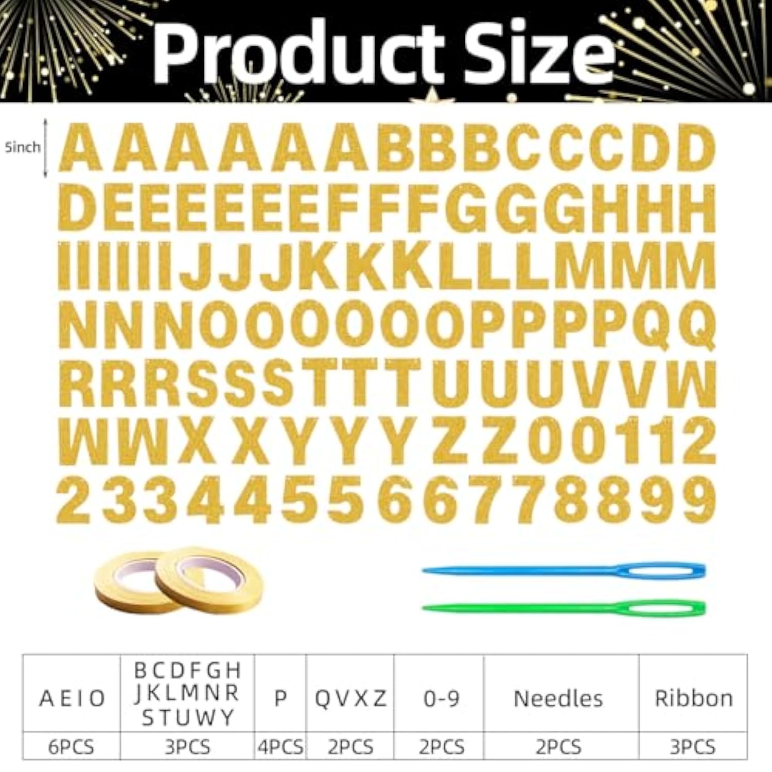 107 Pcs Gold Glitter Letters & Numbers Banner DIY Custom Party Garland Kit