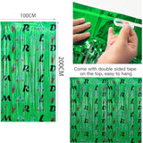153Pcs Green Turtle Balloon Garland Arch Kit,Include Turtle Balloons Arch, Pizza Foil Balloon,2 Pack Turtle Themed 6.6Ft X 3.3Ft Sparkle Metallic Tinsel Foil Fringe Curtains Backdrop