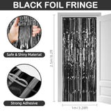 12pcs Black Fringe Curtain Party Streamers 3.3x8.2ft Photo Booth Backdrop