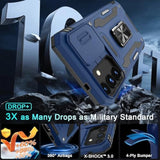 Case For Samsung Galaxy S25 6.2-Inch With Slide Camera Cover+Screen Protector (1 Pack), Rotated Ring Kickstand Military Grade Shockproof Protective Cover-Navy Blue