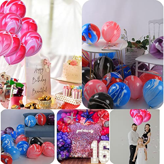 Pink Marble Balloons Hot Pink Balloons Marble Agate Latex Balloons 12