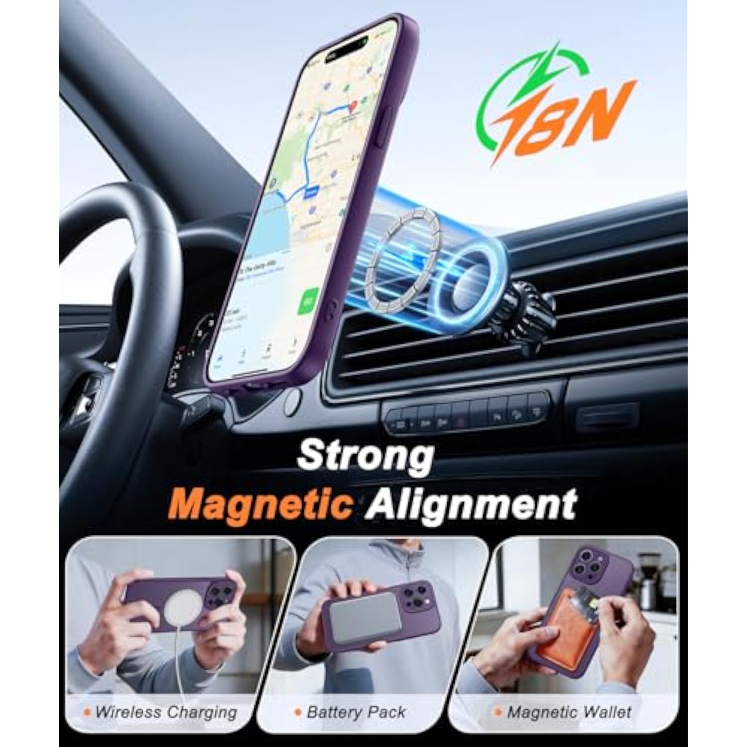 Purple iPhone 14 Pro Max Case Compatible with MagSafe Wireless Charging