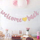 Welcome Back Banner Returning Home Party Paper Sign Teenager Homecoming Returning Home Retiring From The Army Decorations, Rose Gold