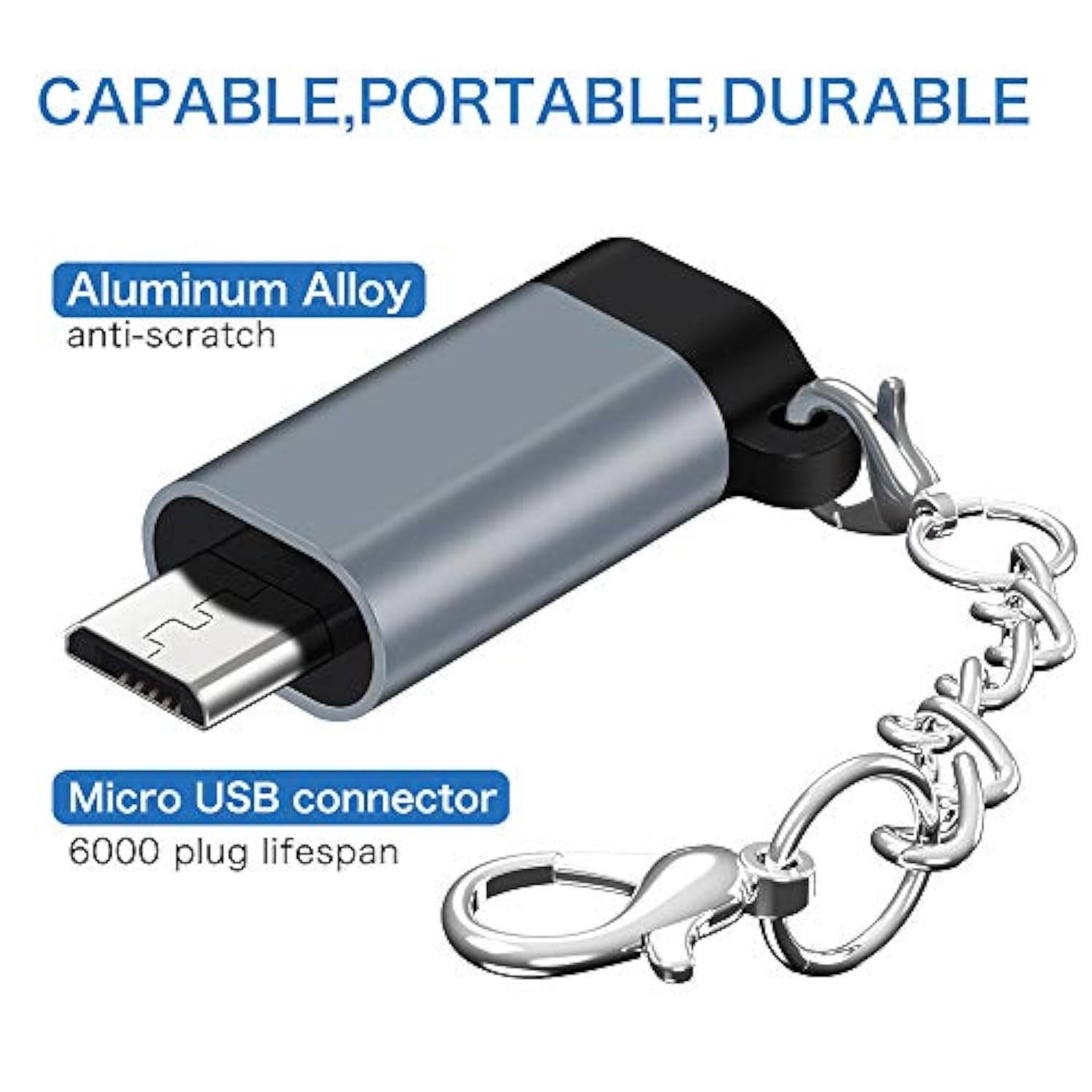 Usb C To Micro Usb Adapter, (4-Pack) Type C Female To Micro Usb Male Convert Connector With Keychain Charge & Data Sync Compatible Samsung Galaxy S7/S7 Edge, Nexus 5/6 And Micro Usb Devices(Grey)