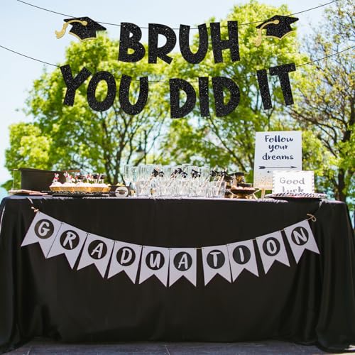 Bruh You Did It Graduation Banner, Funny Grad Party Decor Sign