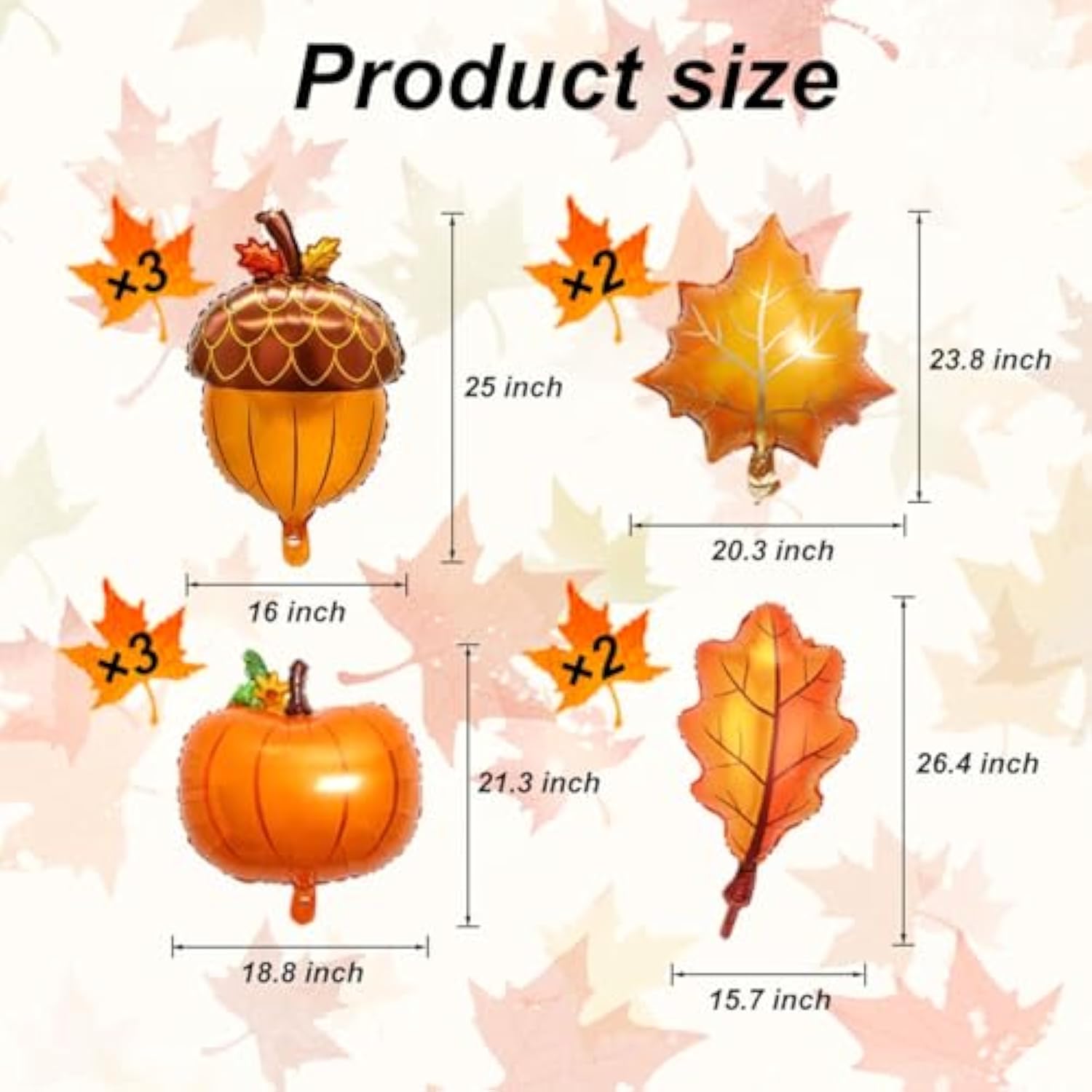 10pcs Fall Thanksgiving Balloons Pumpkin Pine Cone Maple Leaf Autumn Party Decorations
