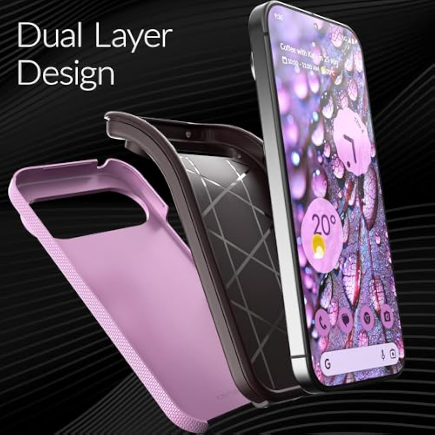 Dual Guard Shockproof Case for Google Pixel 9/9 Pro - Lilac, Dual Layer Protection