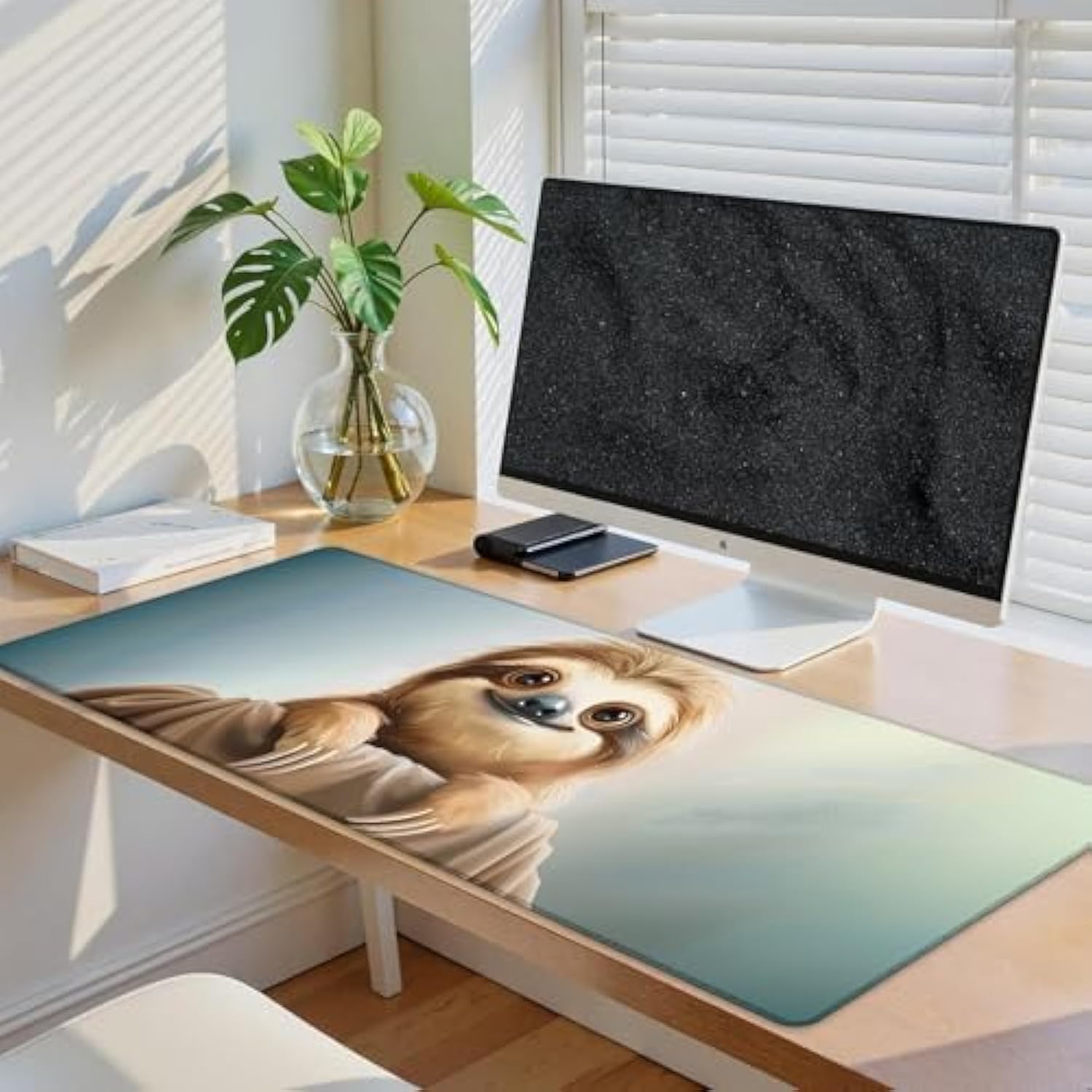 Cute Sloth Gaming Mouse Pad, 31.5"×11.8" Extended Desktop Mouse Pads For Keyboard Laptop Computer, Large Desk Mat With Stitched Edges For Work Office Desk Decor (Smiling Sloths)