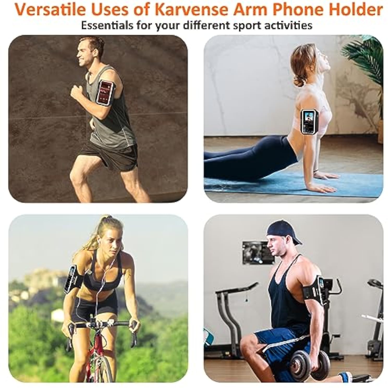 Running Armband Phone Holder For iPhone Samsung With Strap & Zipper Black Large