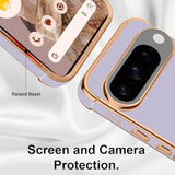 Compatible With Google Pixel 9 5G Case For Women Girl, Plating Edge Cute Love Heart Soft Tpu Bumper With 4 Corners Shockproof Protection Phone Case Cover For Pixel 9 Pro 5G(Purple)