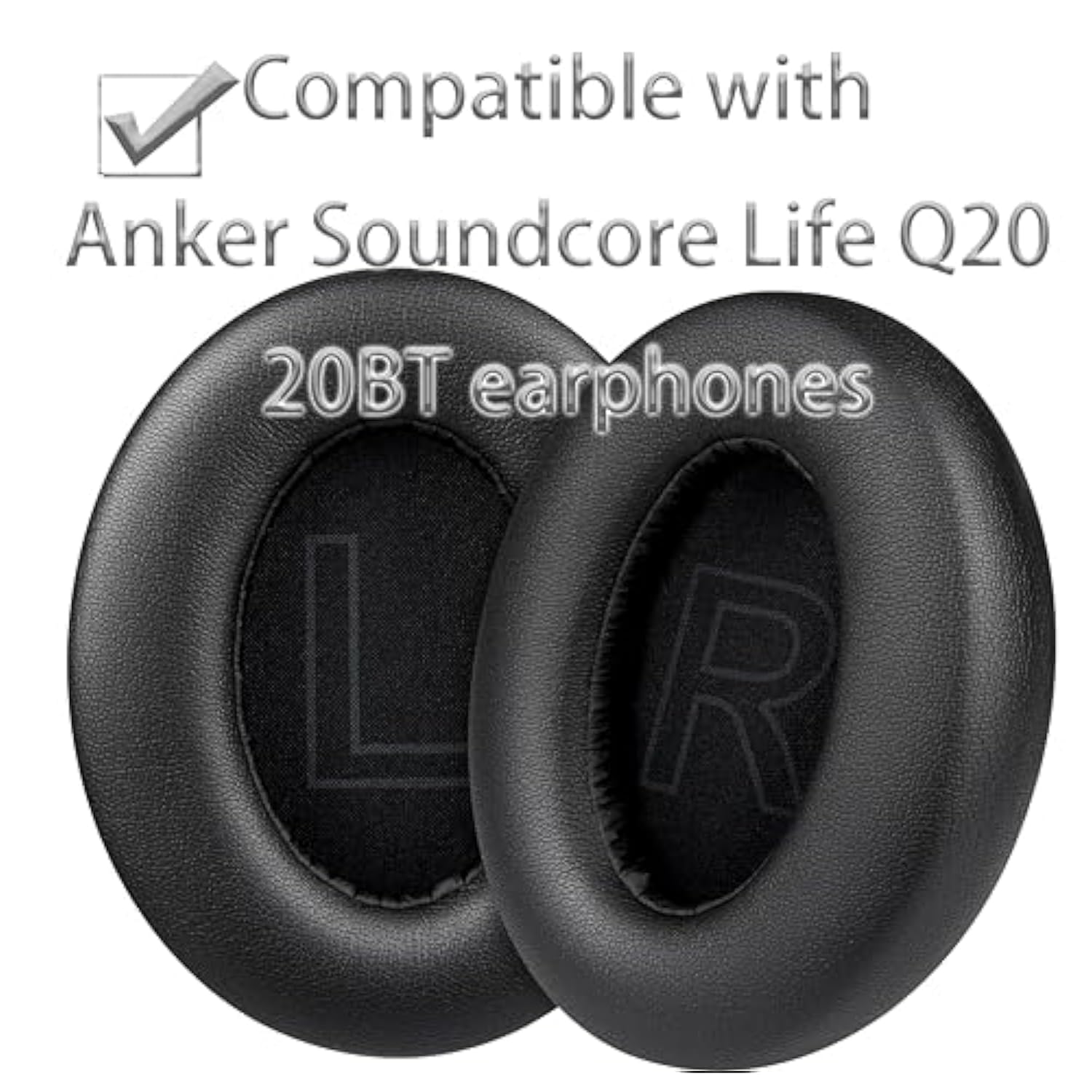 Q20 Replacement Ear Pads Compatible With Anker Soundcore Life Q20 20Bt Headphones, Replacement Ear Pads Made Of Protein Leather And Memory Foam (Black)