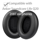 Q20 Replacement Ear Pads Compatible With Anker Soundcore Life Q20 20Bt Headphones, Replacement Ear Pads Made Of Protein Leather And Memory Foam (Black)
