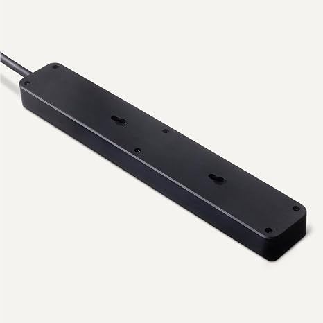 2 Pack 6 Outlet Surge Protector Power Strip 600 Joules 2FT Extension Cord with Circuit Breaker Black