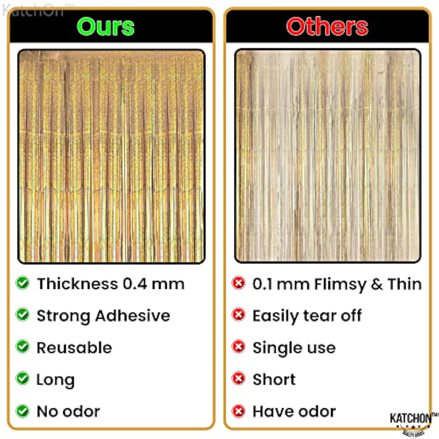 Champagne Gold Fringe Curtain Backdrop 3.2x8ft Pack of 2 Party Decor