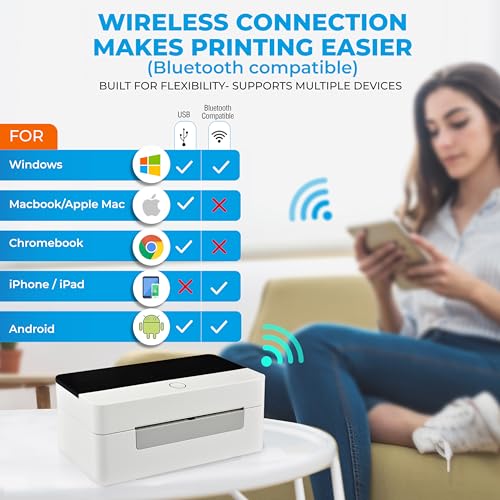 2054N Wireless Shipping Label Printer With Usb And Wireless, For Connect To Bluetooth-Enabled Computer Devices, Support Ios, Android & Windows For 4X6 Direct Thermal Labels (Roll & Fanfold)