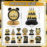 12 Pcs Retirement Party Decorations Honeycomb Gold Glitter Retirement Table Centerpieces 3D Double Sided Hello Pension Table Decoration Topper for Men Women Party Favors Supplies